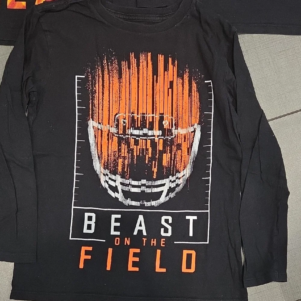 The Children's Place Black Long Sleeve Tees with Football Graphics